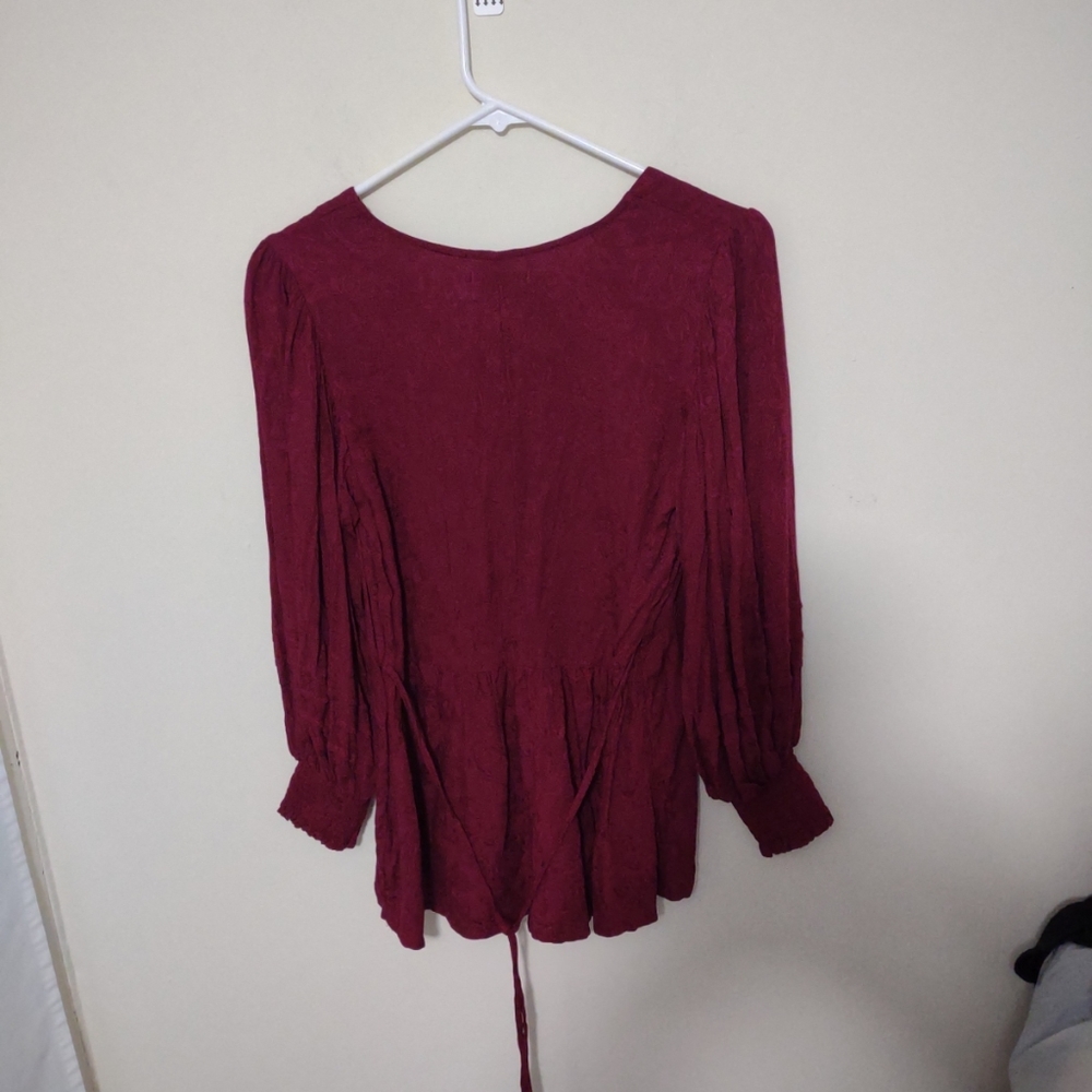 Maurice's Peasant Top Size XS Burgundy Square Neck‎  Dark Romantic Ren Faire - Picture 5 of 5
